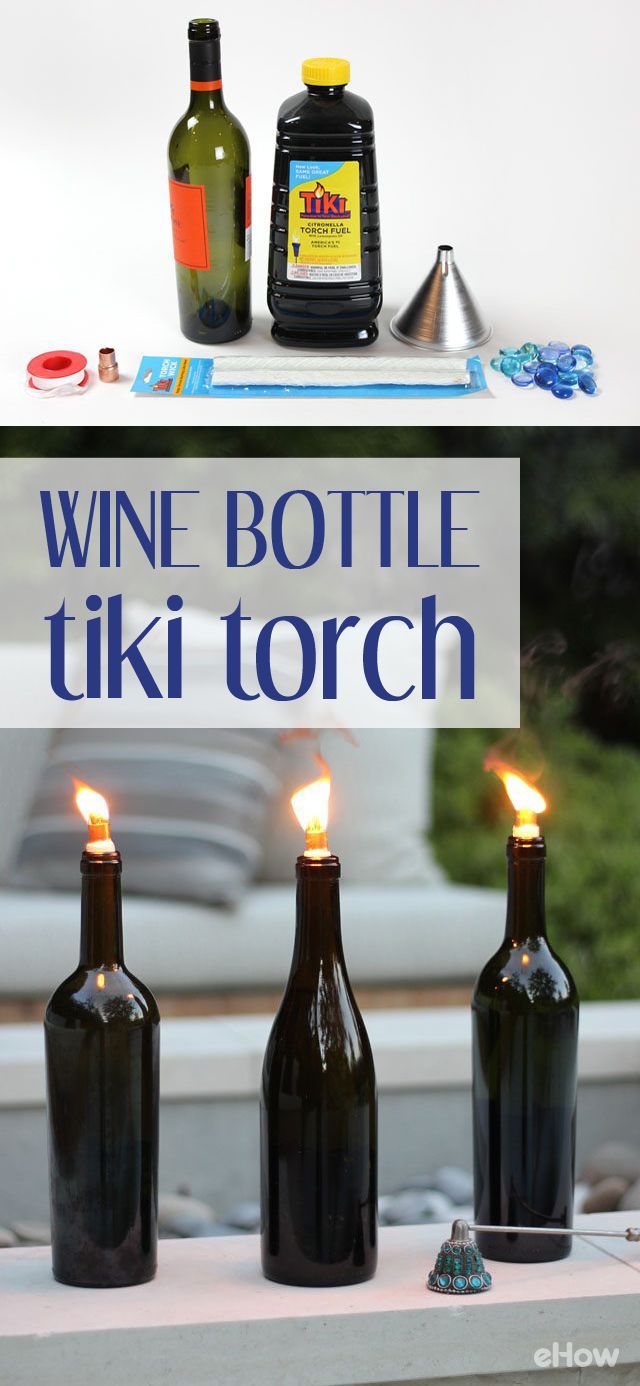 Tiki torches are a great way to light up your outdoor gatherings after the sun sets, and these DIY torches made from upcycled wine