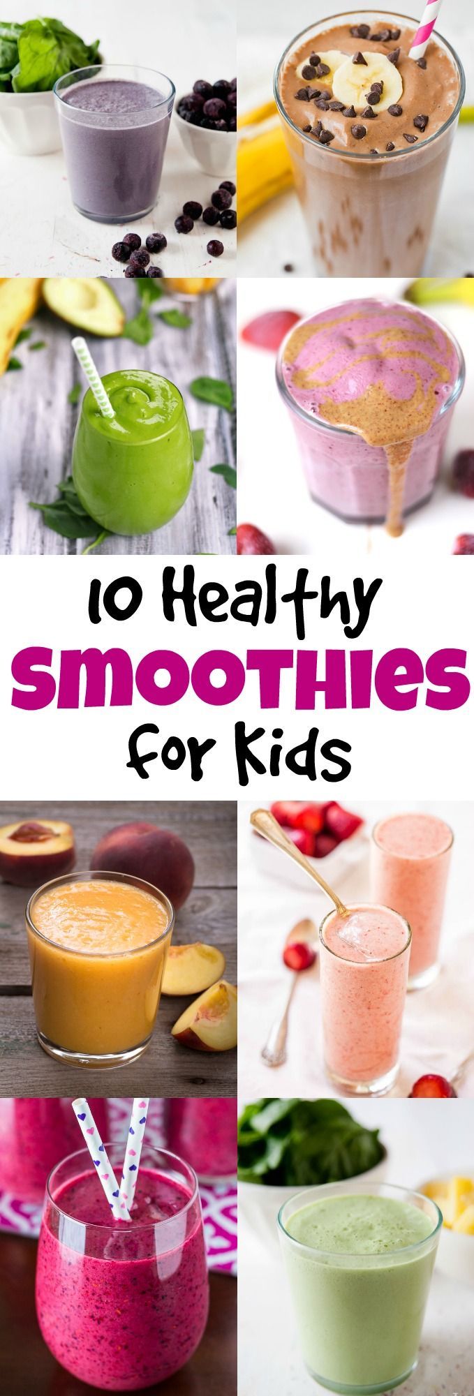 What better way to get more fruits and veggies in your kids’ diet than a refreshing smoothie! Your kids will love these smoothies