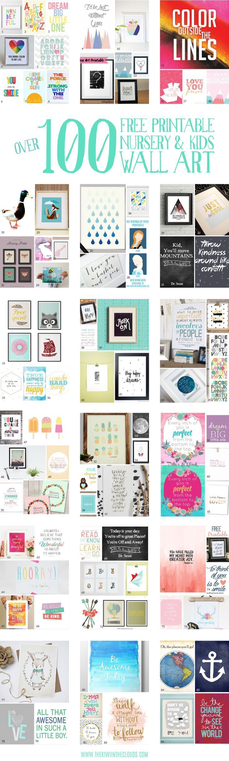 A gigantic guide to the best nursery and kids wall art printables. Pin for later to check them all out! Free Printables #free