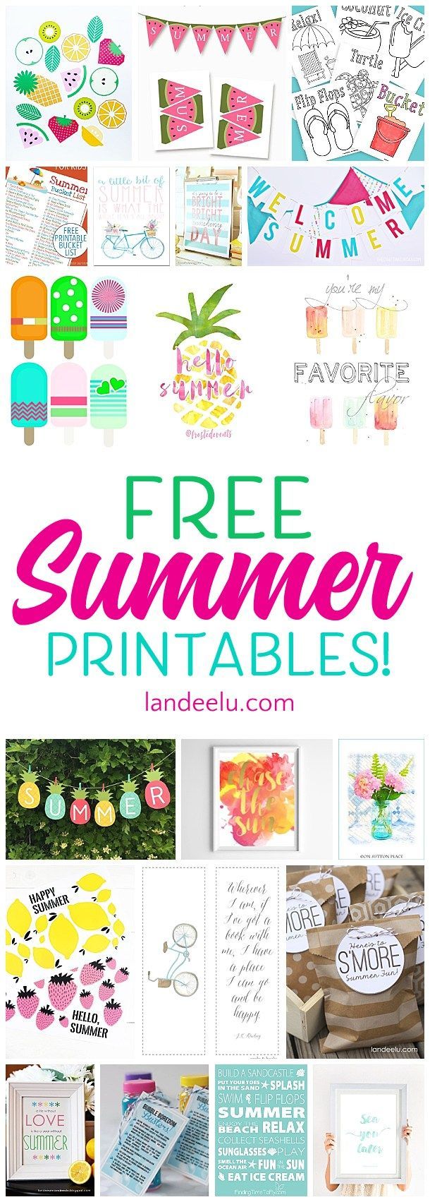 Awesome collection of free summer printables!  Games, banners, bucket lists and more.  So fun!
