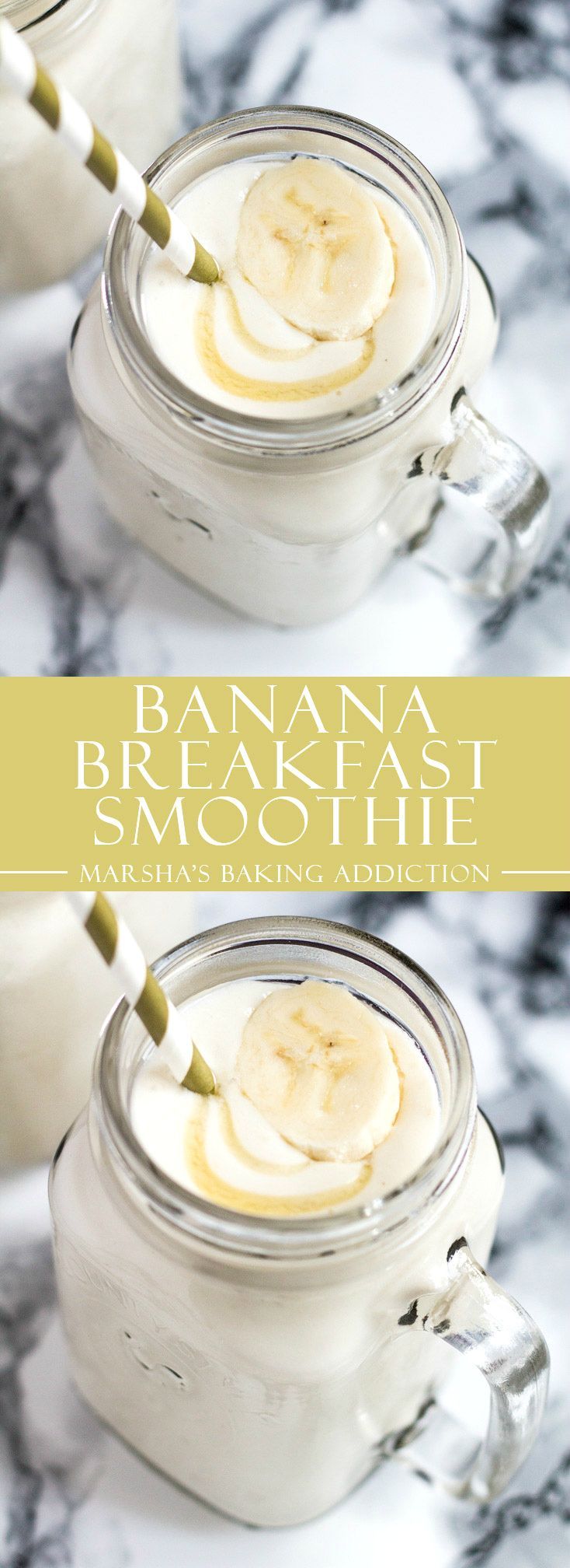 Banana Breakfast Smoothie | marshasbakingaddiction.com @marshasbakeblog