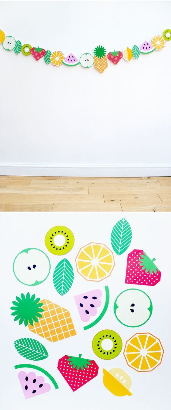 Cool Free Printable fruit garland! What fun decor for an outdoor Summer party.