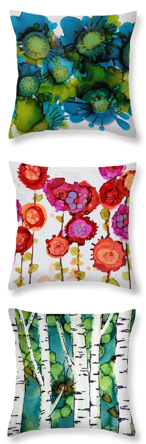 Decorative pillows with alcohol ink designs by Ink Art by Beth Kluth