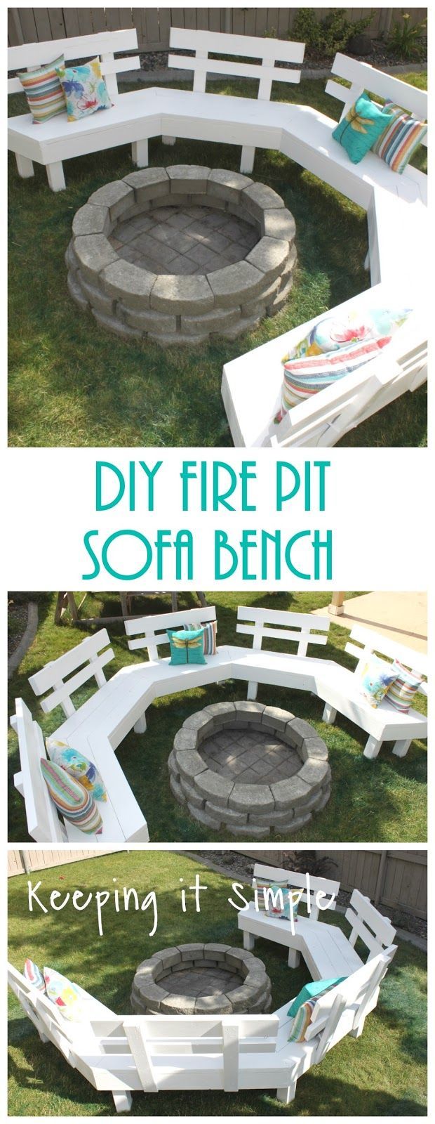 DIY fire pit sofa bench with detailed step by step instructions