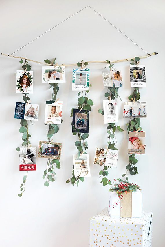 DIY:+Eucalyptus+Garland+Christmas+Card+Display+by+Guest+Contributor+for+Julep