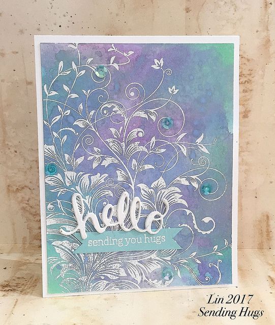 I was able to grab 3 Distress Oxide inks from a local scrapbook store and had a little play with them.  Here’s my first card: