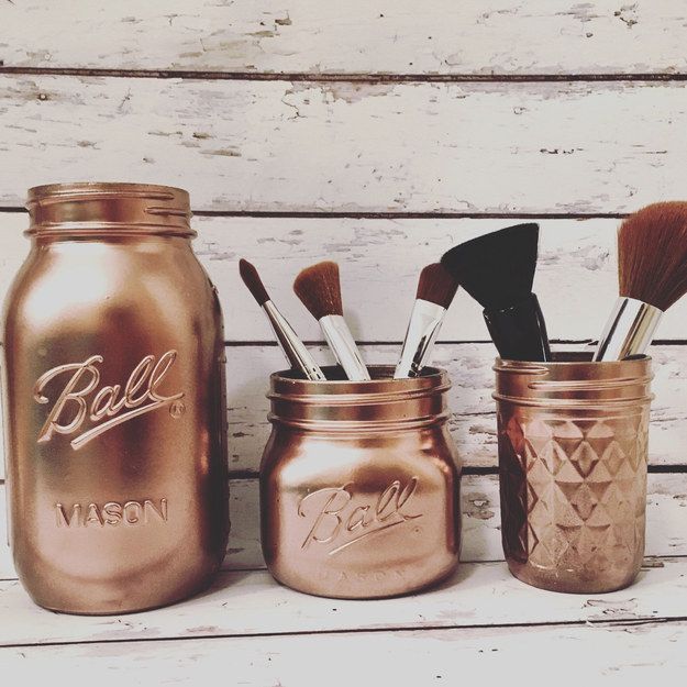 Or get these fancy brushed rose gold mason jars for your goods!