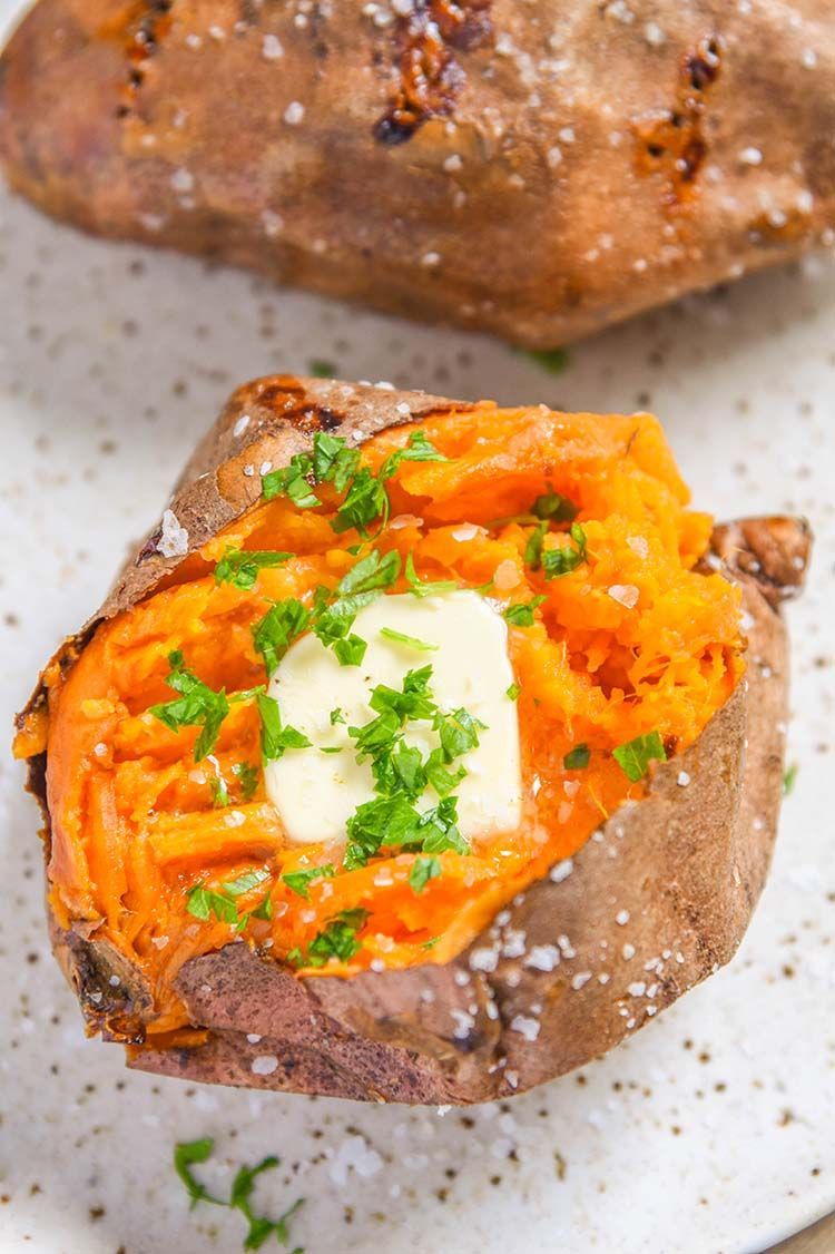 Our Air Fryer Baked Sweet Potato recipe results in a sweet potato baked to perfection! Quick and easy side dish that everyone will