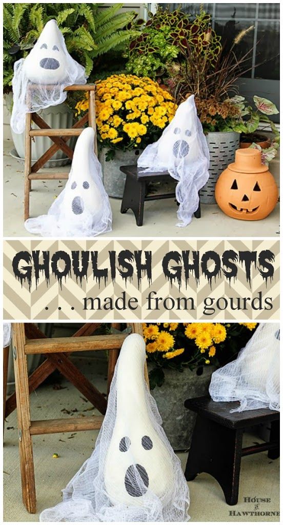 Gourdy Ghosts -   Outdoor Halloween Decor Ideas