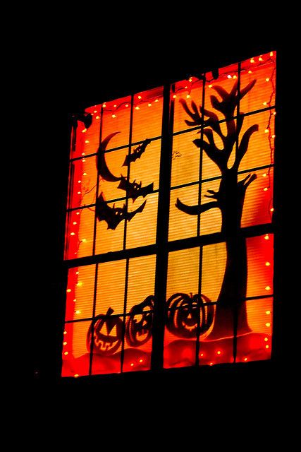 Halloween Window Silhouettes Decoration -   Outdoor Halloween Decor Ideas
