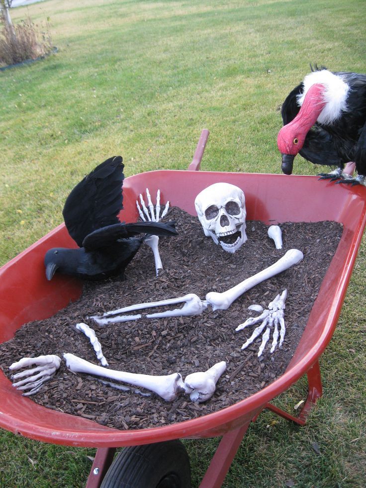 Wheelbarrow of Bones -   Outdoor Halloween Decor Ideas