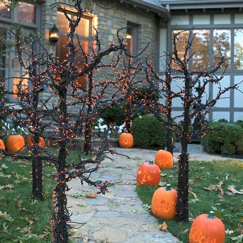 Pretty Pumpkin Path -   Outdoor Halloween Decor Ideas