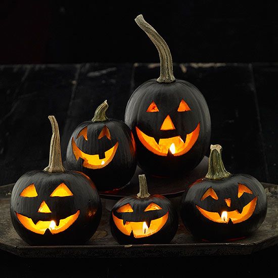 Sinister Black Pumpkins -   Outdoor Halloween Decor Ideas