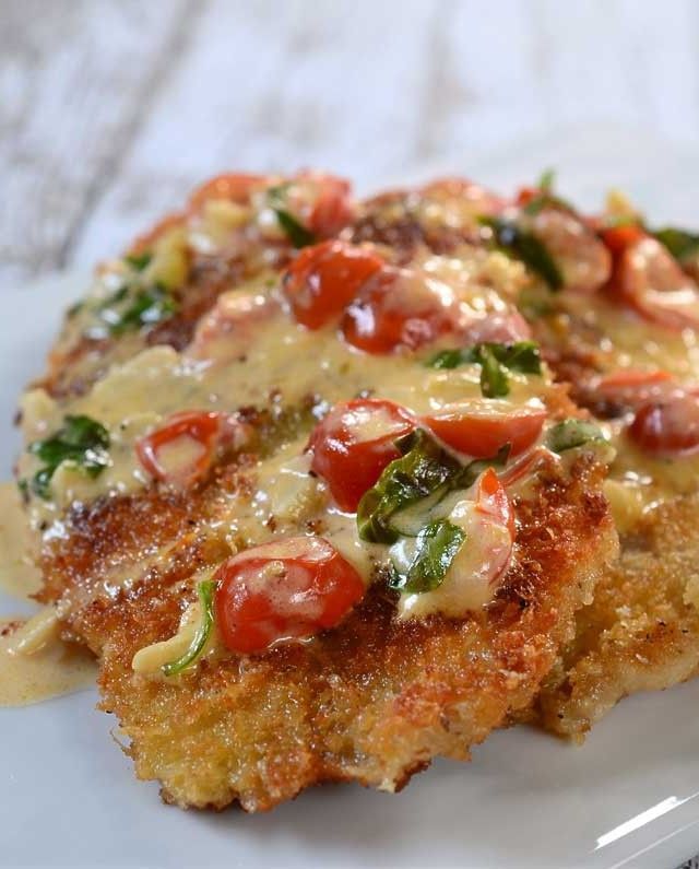 Parmesan Crusted Tilapia with Tomato-Basil Cream Sauce Recipe  It was good!