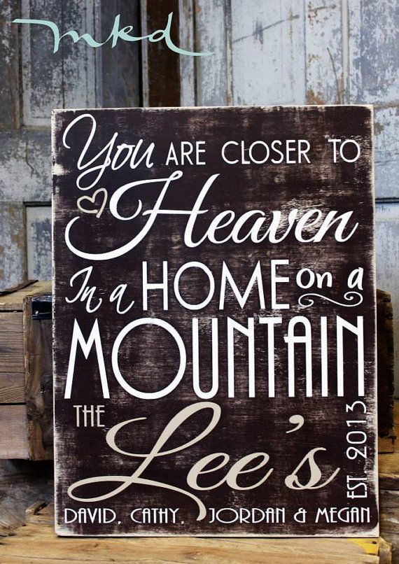 Personalized Family Cabin Decor Sign on Wood on Canvas, Cabin Rules Home on a Mountain, Personalized Family Name Sign