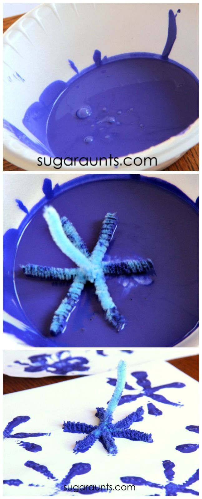 Snowflake stamp art activity for kids