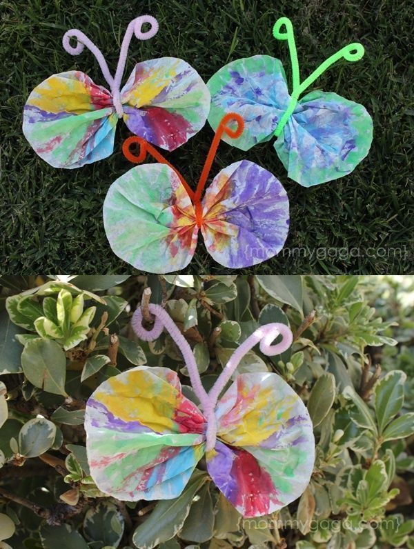 Spring Crafts for Kids: Coffee Filter Butterfly…made these at preschool!