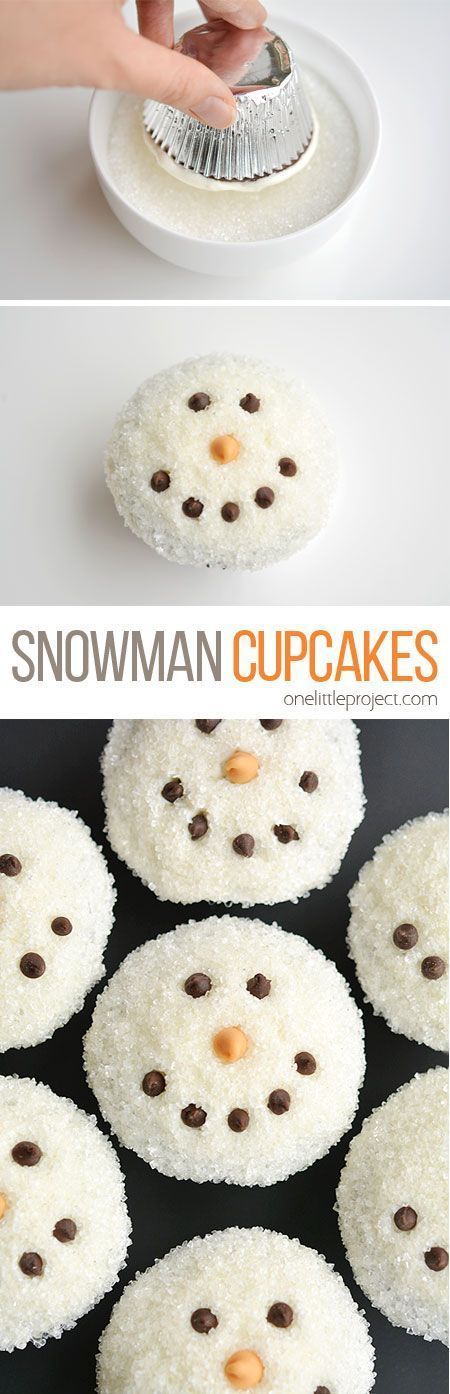 These easy snowman cupcakes would be PERFECT for a winter birthday party, a Christmas party, or just a fun baking activity with