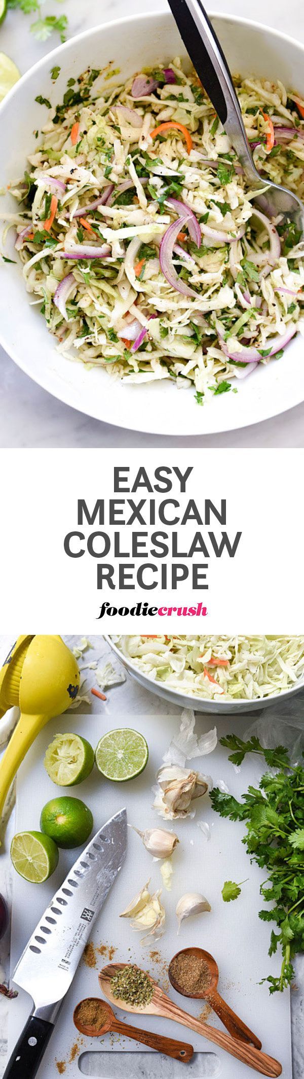 This super simple, fresh tasting Mexican flavored coleslaw is perfect for…