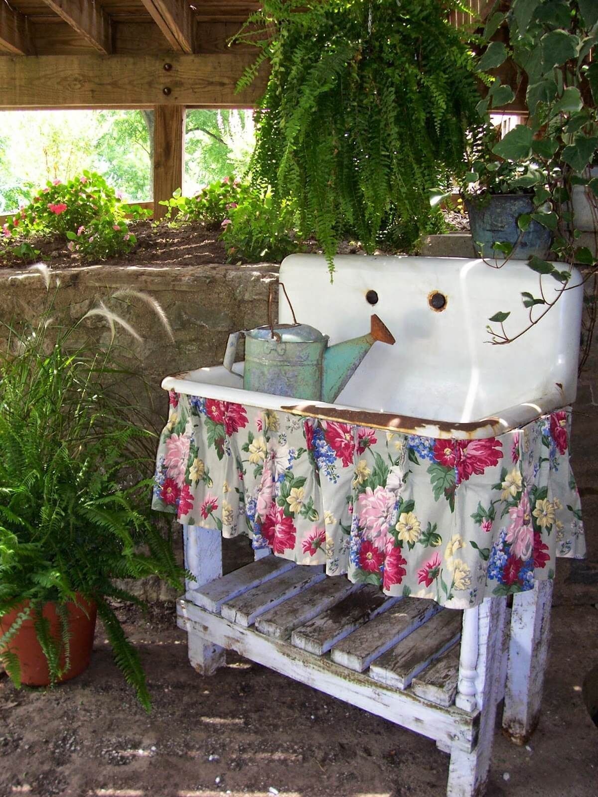 Upcycled Antique Sink Garden Decoration