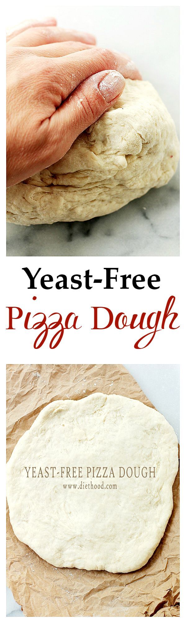 Yeast-Free Pizza Dough | www.diethood.com | Fast and simple recipe for Pizza Dough made without yeast! This is very good and SO