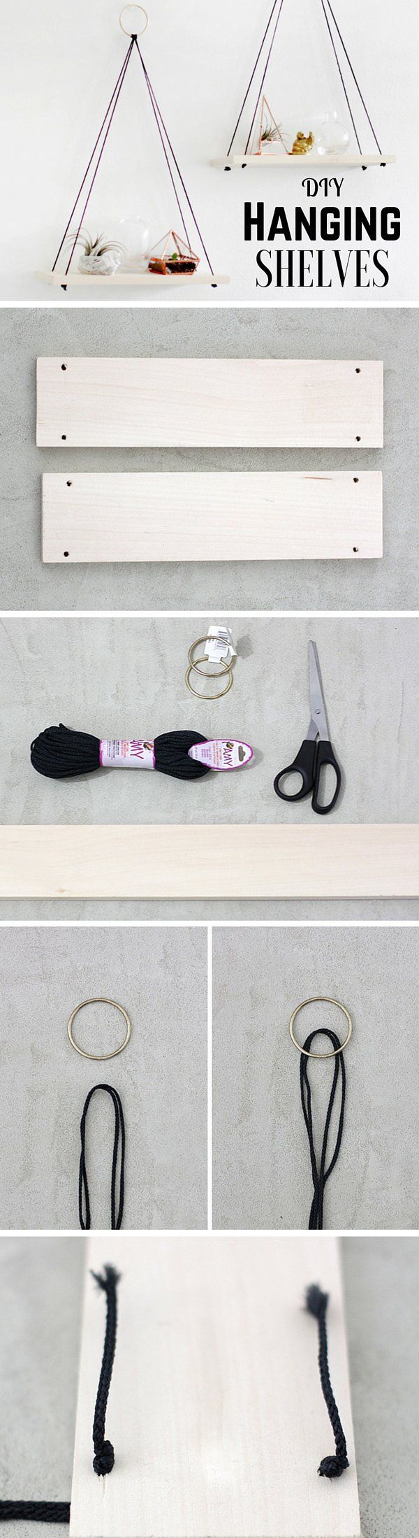 Check out the tutorial: #DIY Hanging Shelves | decor project