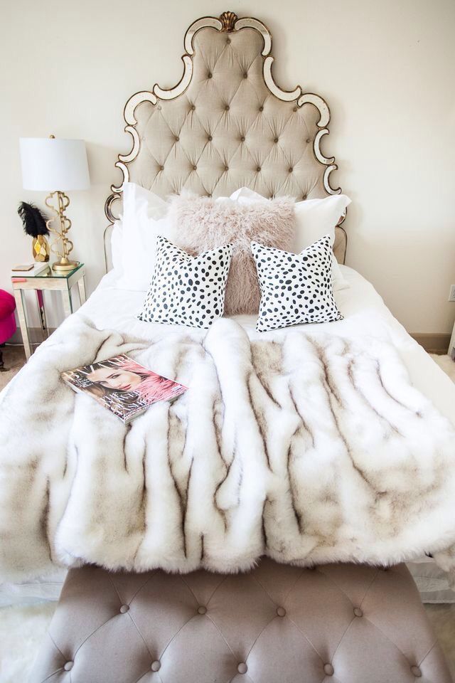 Dalmatian print pillows, faux fur throw, faux Mongolian fur pillows