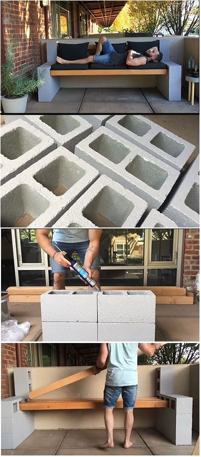 How to make your own inexpensive DIY outdoor bench using a few concrete blocks