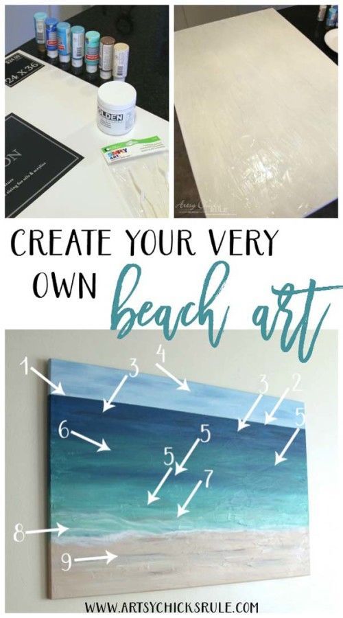 DIY Beach Painting – CREATE YOUR VERY OWN – artsychicksrule