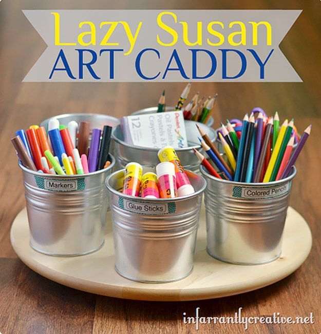 DIY Craft Room Ideas and Craft Room Organization Projects –  Lazy Susan Art Caddy  – Cool Ideas for Do It Yourself Craft Storage –
