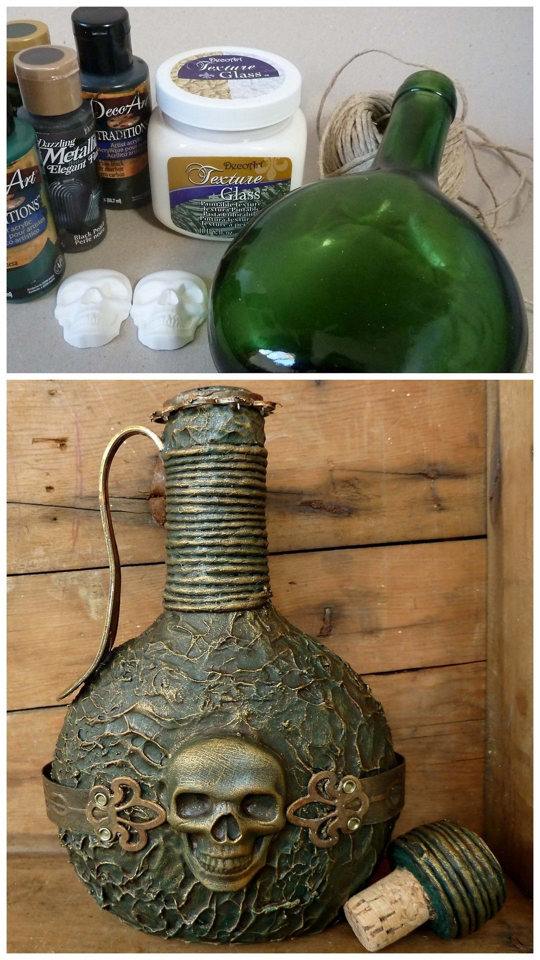 DIY Pirate Bottle Tutorial from Angelica. Incredibly detailed tutorial for how to turn a plain bottle into something really