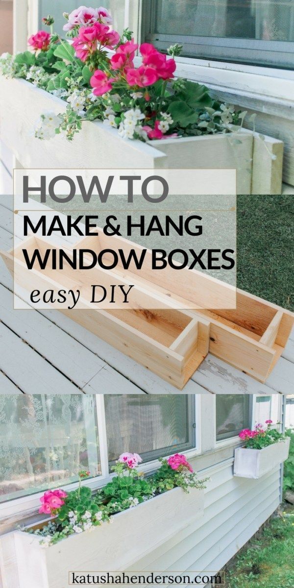 Easy Flower Window Box DIY How to make and hang window flower box. How to buid a window planter. Hanging basket DIY. Gardening
