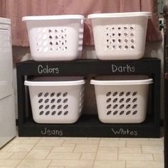 Love My Organized Laundry Room!!!  It was the perfect project for my boyfriend & I to do together…  He built it & I painted it