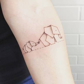Origami elephant tattoo modern geometric design idea inspiration animal