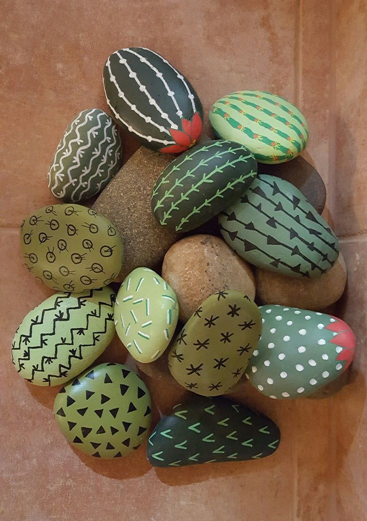 Painted rock cactus