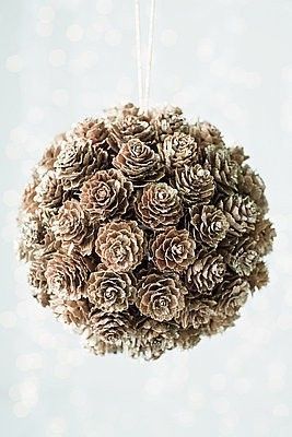 Pine Cone Ball to hang in your window @  http://goodideasforyou.com/mix-a-match/2181-diy-pine-cones-decoration.html