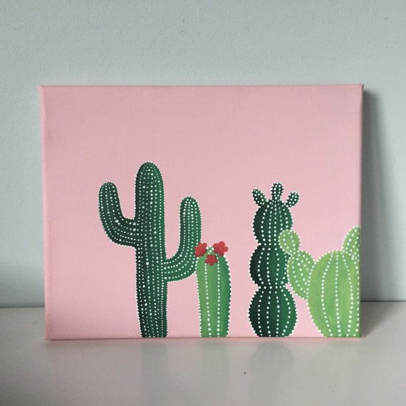 Pink & Green Cactus Canvas 8×10 in. Canvas by OhMyPoshCanvases