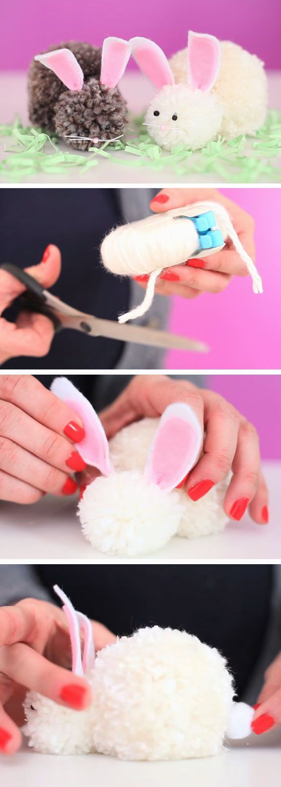 Pom Pom Bunnies | DIY Easter Crafts for Preschoolers to Make | Easy Spring Craft Ideas for Kids to Make