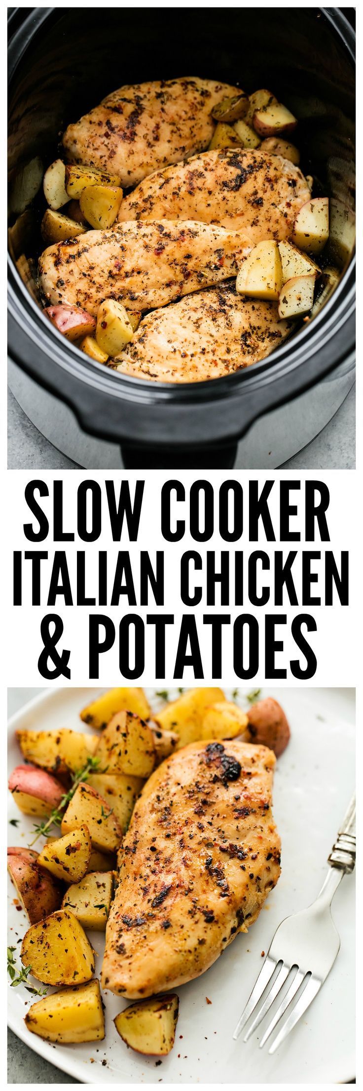 Slow Cooker Italian Chicken and Potatoes is such an easy meal to make but packed with such amazing flavor! The entire family will
