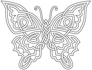 Soft lines of this celtic knot inspired design come together sweetly in this butterfly. Downloads as a PDF. Use pattern transfer