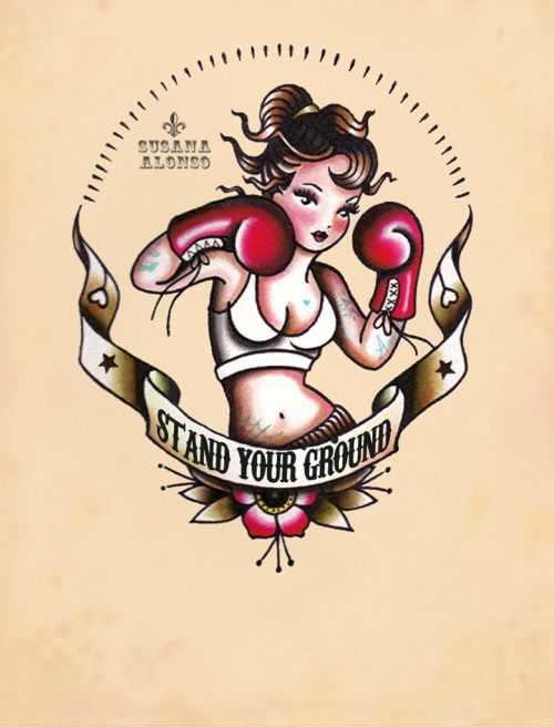 Stand Your Ground by Susana Alonso Boxer Girl Tattoo Canvas…