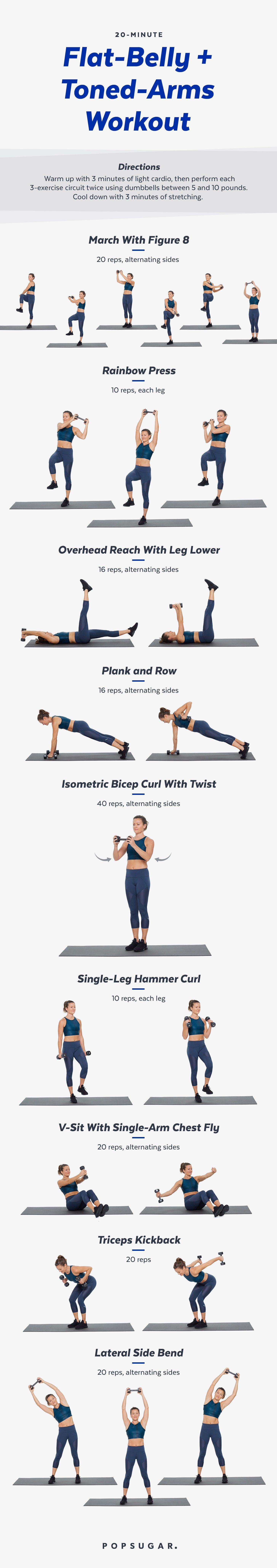 20-Minute Arms and Abs Workout With Weights | POPSUGAR Fitness