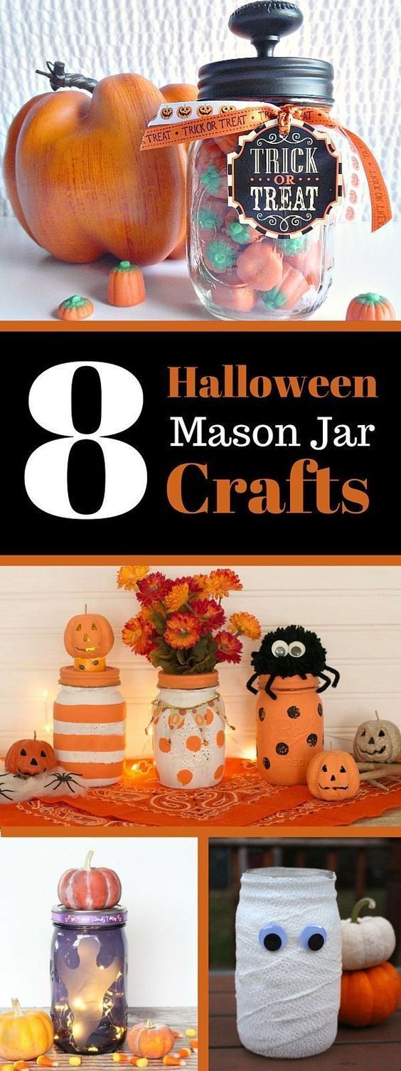 8 Halloween Mason Jar Crafts. Easy tutorial for DIY decor ideas to help your home look more festive and spooky.