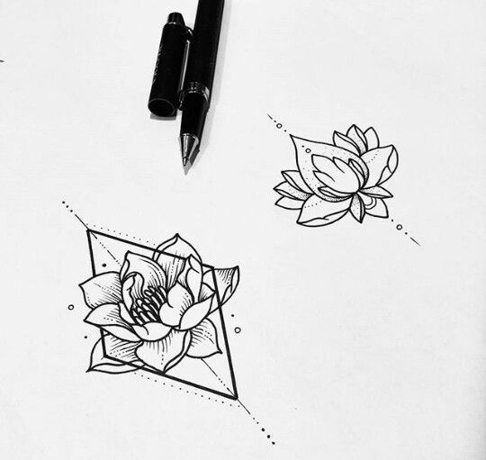 All the things I want in a tattoo hehe; geometric figure, dots, Lotus flower, black work. Good for sternum or arm.