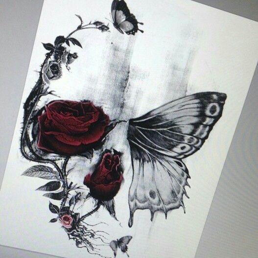 Bildresultat för half butterfly half skull tattoo