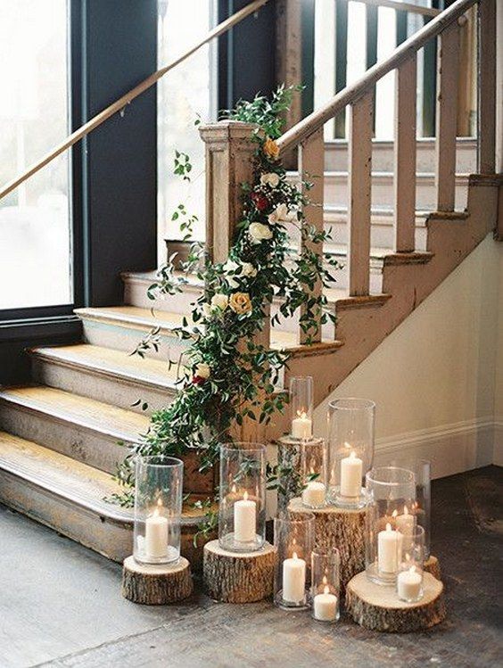 candle and tree stumps wedding day decor! / http://www.himisspuff.com/rustic-wedding-ideas-with-tree-stump/