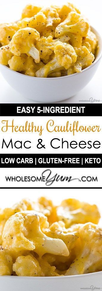 Cauliflower Mac and Cheese – 5 Ingredients (Low Carb, Keto, Gluten-free) – This healthy, low carb cauliflower mac and cheese