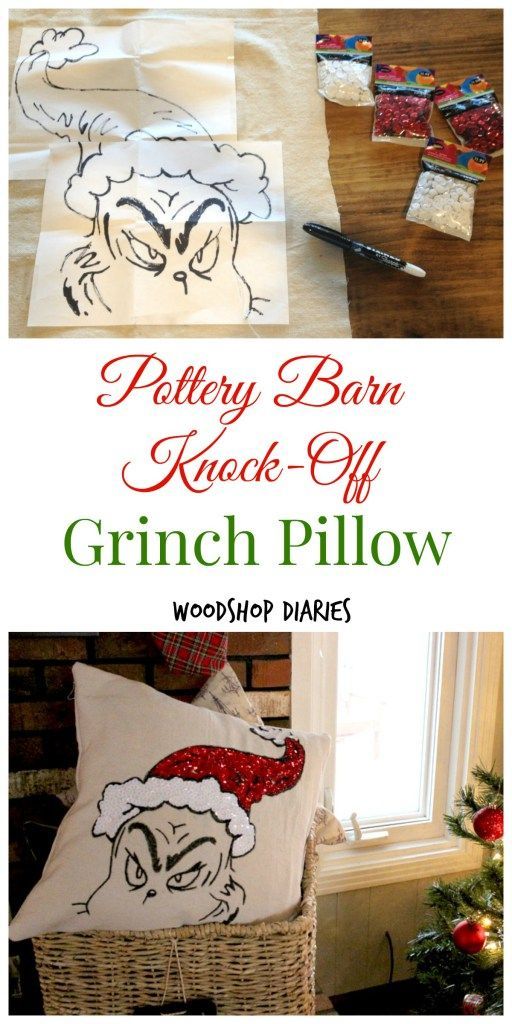 Check out this awesome Grinch Pillow–a Pottery Barn Knock Off!