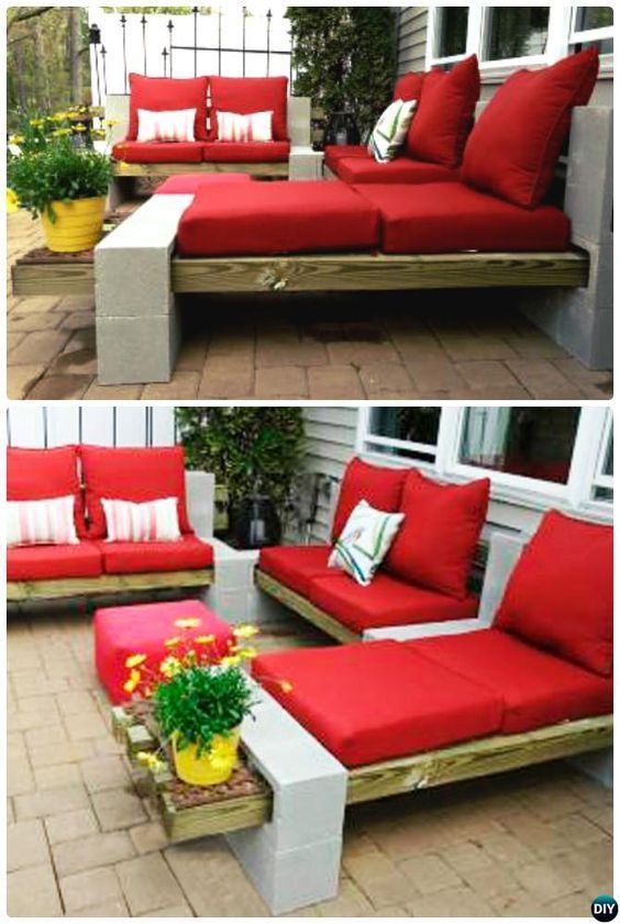 DIY Outdoor Cinder Block Lounge-10 DIY Concrete Block #Furniture Projects