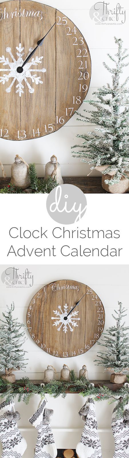 DIY wood clock Christmas advent calendar! Great rustic farmhouse Christmas decor!